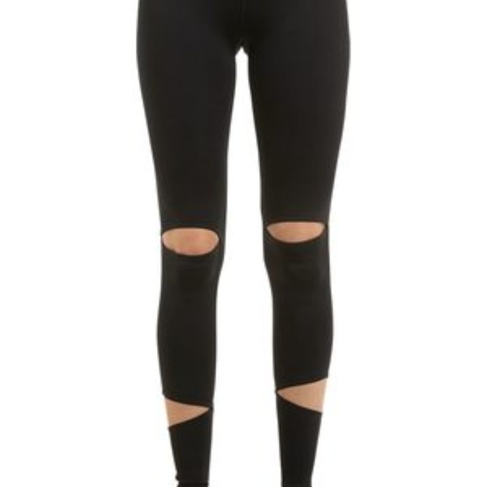 Ivy Park Laser Cut Out Slash Slit Leggings NWOT